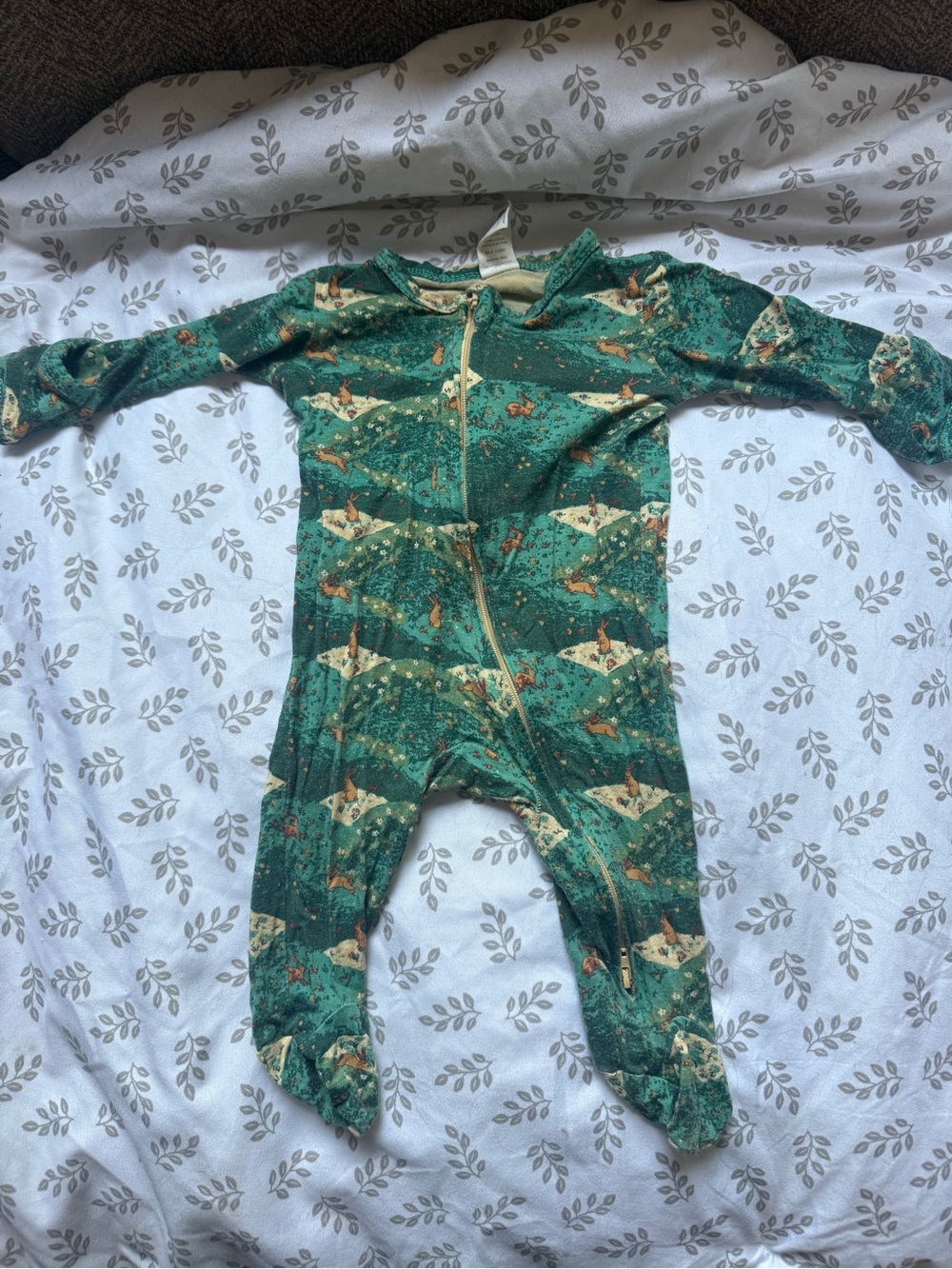 kate quinn Forest Green Fox and Trees Footed One-Piece